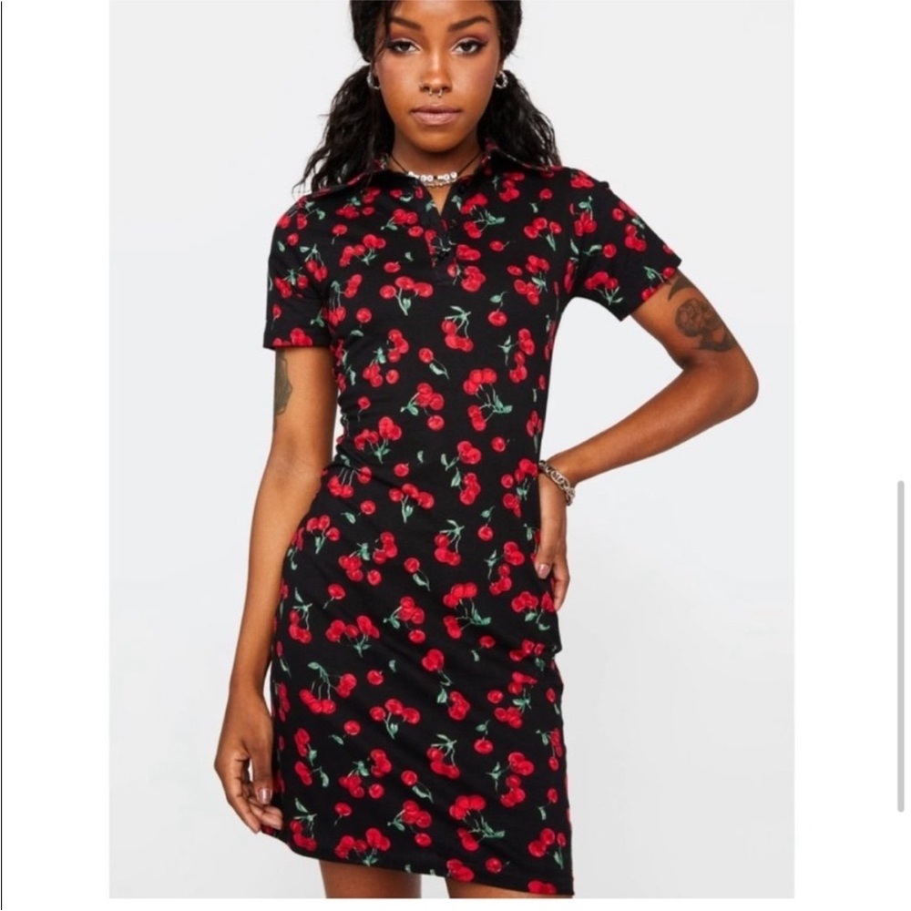 Motel Rocks Cherry Vintage Look Pin up Rockabilly Mini Shirt Dress XL - Picture 1 of 8